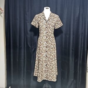 Floral button down short sleeve dress